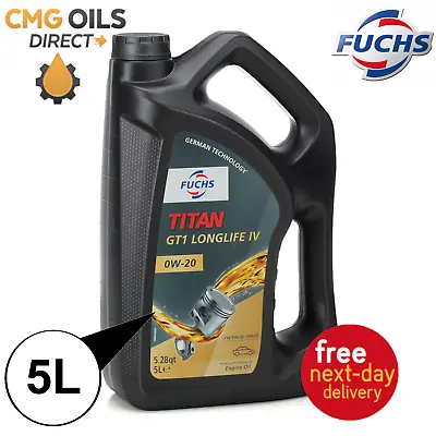 Fuchs Titan Gt1 Longlife Iv 0w-20 Premium Performance Engine Oil -5 L- Vw508/509 • £52.99