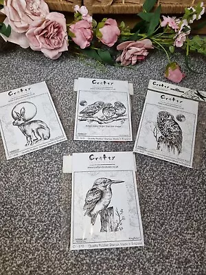 Crafty Individuals Rubber Stamps X 4 Owl & Family / Moon Kingfisher Hare & Moon • £25
