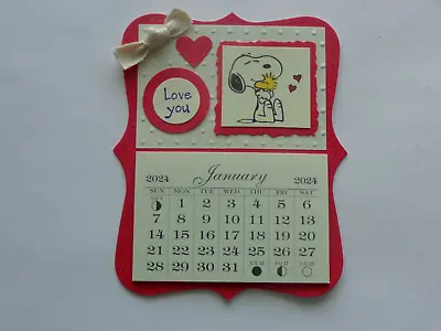 Peanuts Snoopy & Woodstock Heart Love 2024 Mini Magnetic Calendar Monthly Pages • $3.99
