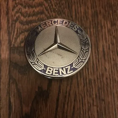 Mercedes Benz  Blue & Silver Flat Front Hood Emblem AMG Badge Logo LAUREL OEM • $3.25