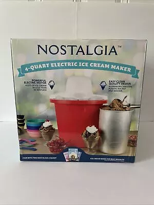 Nostalgia 4-Quart Electric Bucket Ice Cream Frozen Yogurt Or Gelato Maker • $23.99