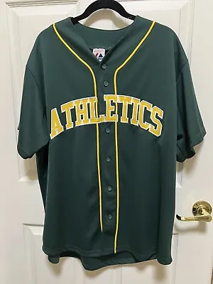 Majestic Vintage Oakland Athletics MLB Green SS Button Jersey Men’s XXL • $40