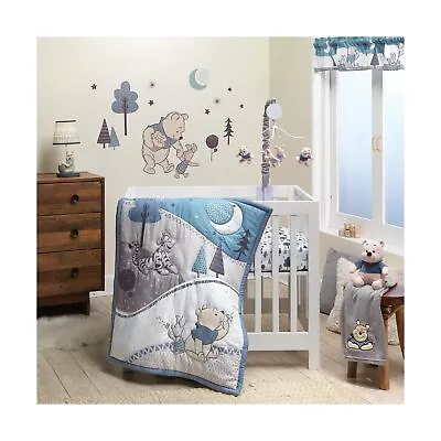 Lambs & Ivy (LAMCR) Forever Pooh 3-Piece Mini Crib Bedding Set Blue (780020) • $93.32