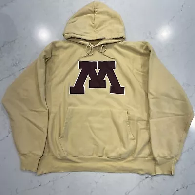 Vntg Champion Reverse Weave Minnesota Hoodie Sweatshirt Yellow Gold Maroon Sz XL • $59.99