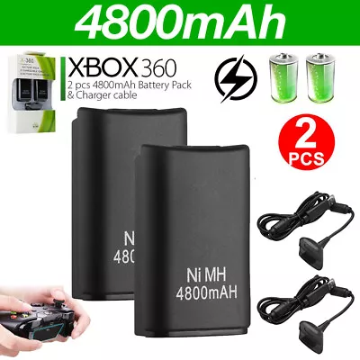 2x Rechargeable 4800mAh Charge Batteries Kit Pack For XBOX 360 Controllers Pads • $13.59