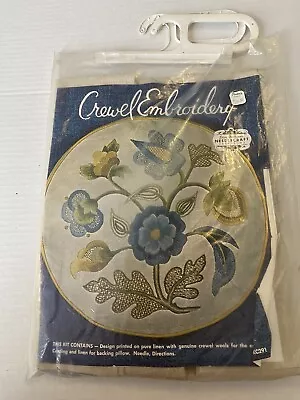NOS  Elsa Williams Crewel Embroidery On Linen Pillow Kit KC291 Opened No Needle • $75