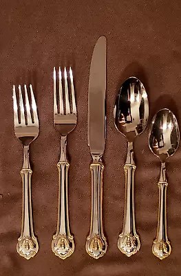 Wallace Napoleon BEE 40 Piece Flatware Set Gold Accent 18/10  + 9 Serving Pieces • $169.99