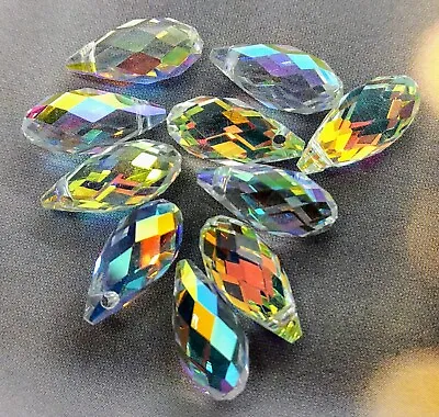 £2.49 • Buy 10pc 5.5x11mm Quality Clear AB Faceted Round Teardrop Glass Crystal Beads