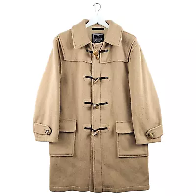Vintage Gloverall Mens Long Tan Brown Beige Wool Duffle Coat Size 40 UK Medium M • $184.97