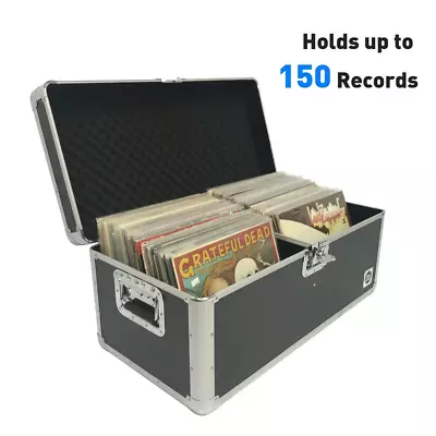 Vinyl Record Album Storage Box Case Aluminum Lp Crate Holds 150 Records Classic • $98.94