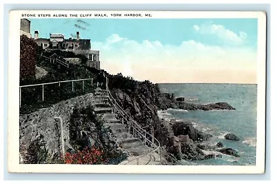 1929 Stone Steps Along The Cliff Walk Work Harbor Maine ME Vintage Postcard • $9.98