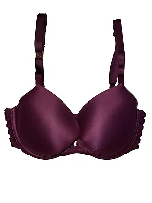 Victoria’s Secret Fabulous Gold Pendant Logo Smooth Bra Plunge Push Up Sexy 32DD • $19