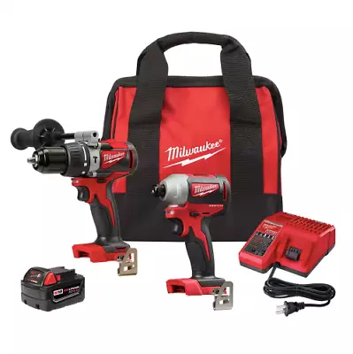 Milwaukee M18 18V Lithium-Ion Brushless Cordless Hammer Drill/Impact Combo Kit • $250