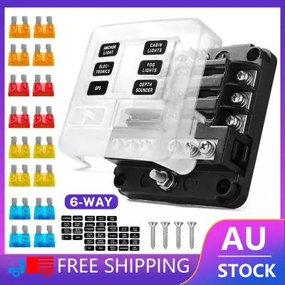 6 Way Blade Fuse Box Block 12V 32V Holder LED Indicator Car Auto Boat Marine AU • $15.69