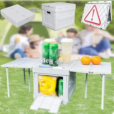 3 IN 1 Outdoor Camping Folding Storage Box&Table Household Car Boots Containers • £22.95