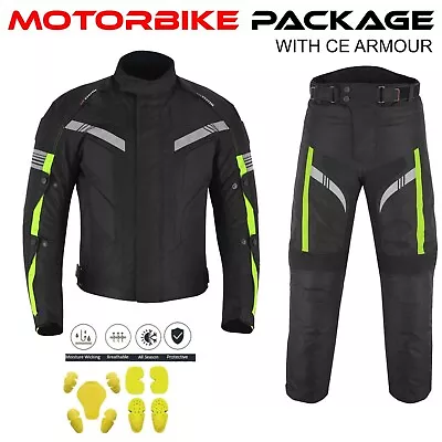 Motorcycle Racing Suit Red Motorbike Riding Textile Jacket Trouser Armored UK • $126.28