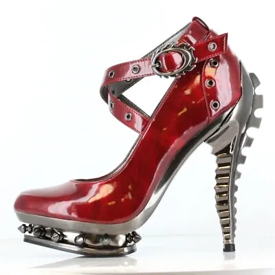 Hades TRITON Red 5  High Spinal Heel Rivets Straps Spike Platform Flame Buckle • $100