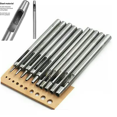 10 Leather Round Hollow Hole Punch Set Craft Tool For Watch Band Belts Strap DIY • £8.99