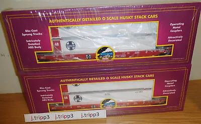 Mth 20-95009 Santa Fe Husky Stack Car Intermodal Containers O Scale Train 2-pack • $189.95