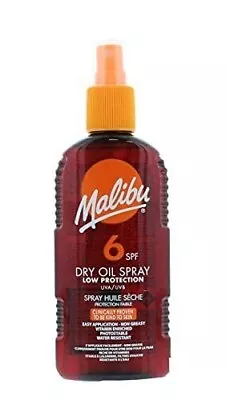 Malibu Dry Oil Spray SPF6 Non Greasy 200ml Low Protection Sun Screen Tanning Tan • £8.95
