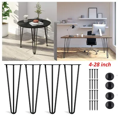 £14.99 • Buy 4x Hairpin Legs Hair Pin Legs Set For Furniture Bench Desk Table Metal DIY NEW