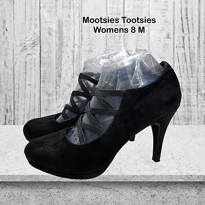 Mootsies Tootsies Womens Cake Black Faux Suede Criss Cross High Heel US Size 8 M • $12.99