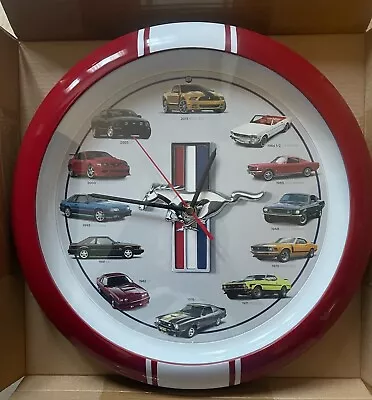 History Of Ford Mustang Wall Clock 12 Realistic Mustang Sounds  13  Red/White • $17.99