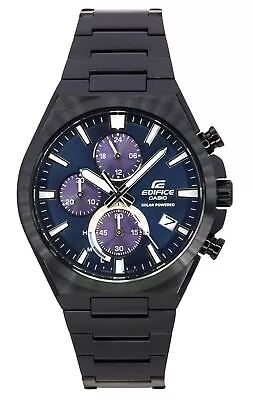 Casio Edifice Analog Chronograph Black Ion Plated Solar EQS-950DC-2A Mens Watch • $277.41