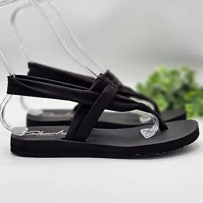 Skechers Yoga Foam Sandals Women's Size 9 Black Sling Thong Flip Flops Comfort • $12.89