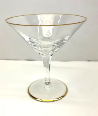 Vintage Martini Glass Gold Trim On Rim And Base Art Deco Style Clear Barware MCM • $14.95