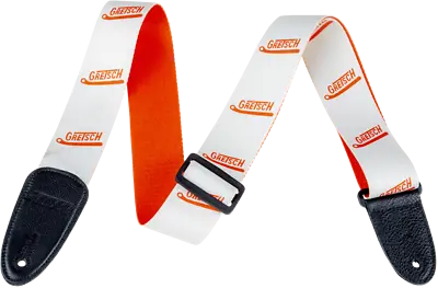 Genuine Gretsch Logo Vibrato Arm Pattern Guitar Strap White/Orange • $20.43