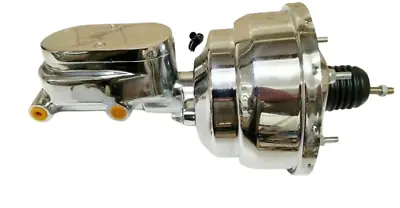 7  Dual CHROME Power Brake Booster & 1  Bore Flat Smooth Top Master Cylinder NEW • $117.65