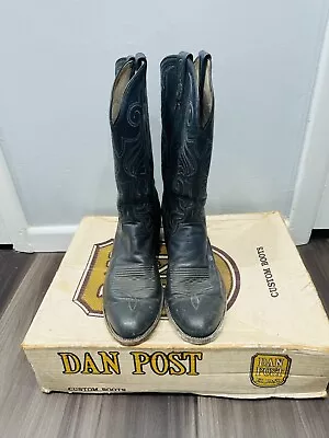 70’s DAN POST El Paso Men 12 D Dark Blue Black  Vintage Cowboy Western Boots 🤠 • $125.99