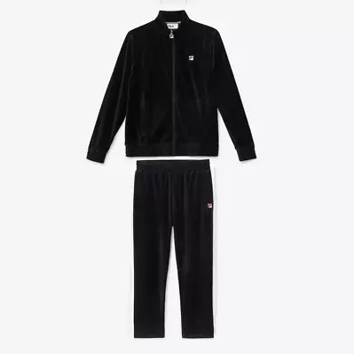 Fila Men's Velour Sweatsuit Tracksuit Solid Black Set Velvet Size M To 4XL NWT • $109.95