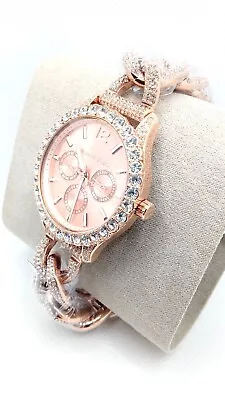 Michael Kors Layton Extreme Glitz Rose Gold Pave Crystal Chain Watch MK4654  • $169