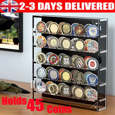 Coin Medal Presentation Display Box With Removable Shelves Holds 45 Coin Display • £19.90