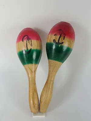 Vintage Original Mexican Handpainted Wooden Fiesta Maracas For Decoration Only. • $16.49