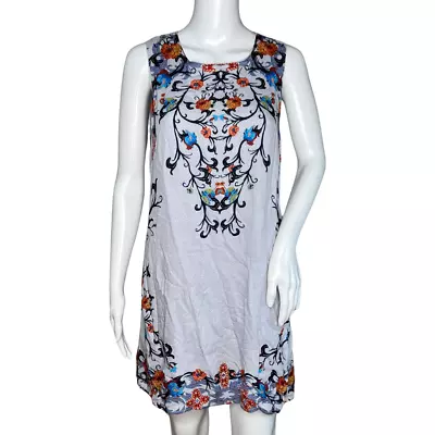 Ecote Dress Womens Large Blue Floral Open Cutout Back Flowers Casual Bohemian • $29.90