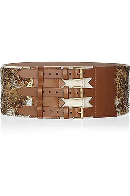 Alexander McQueen Dress Wide Sequined Leather Waist Belt • $798