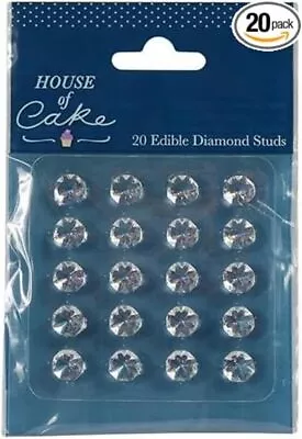 House Of Cake Clear Jelly Gems Edible Diamond Studs Decoration 10mm...  • £4.84