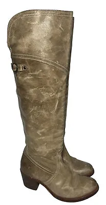 Frye Jane Tall Cuff Leather Boots Women Size 7.5 Factory Distressed  OTK 77594 • $90