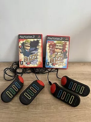 £9.99 • Buy PS2 Buzz X4 USB Wired Buzzer Controllers X2 Buzz Quiz Games In VGC
