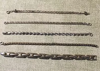 Lot Of 5 Vintage Silvertone Bracelets-7.5””-8” • $14.35