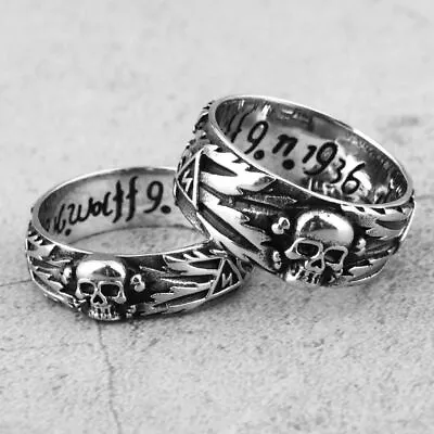 Men Devil Punk Gothic Rings Skull Stainless Steel Simple For Biker Jewelry • £8.72