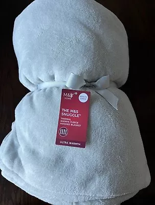 Marks & Spencer Grey Thermal Sherpa Fleece Hooded Blanket Adult Size Large New • £13