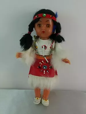 Vintage Doll Native Girl With 2 Babies Blinking Eyes Leather & Faux Fur Outfit • $7.20