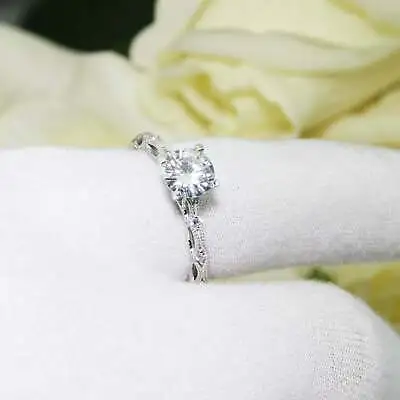 £80.99 • Buy Vintage Engagement Ring Wedding 2 Ct Round Diamond 14K White Gold Over Size J-T