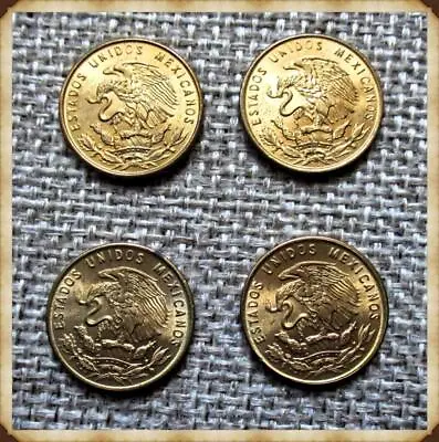 MEXICO Lot Of Four (4)  Km#417 One Centavo Coins.  2 Each 1966 & 1967. • $6.70