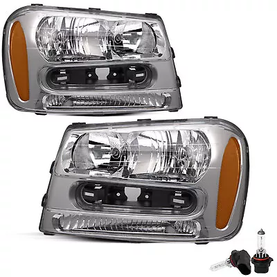 For 2002-2009 Chevy Trailblazer Ext Chrome Headlights Headlamps W/ Bulbs 02-09 • $75.99