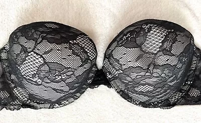 Victoria's Secret Biofit Gorgeous Black Lace Lined Strapless Bra: Size 36c • $4.99